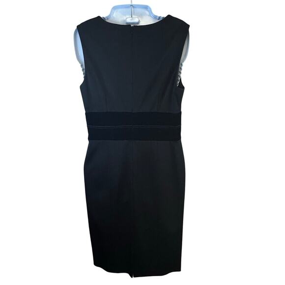 KAY UNGER Black Lace Overlay Bodice V Neck Knee Length Cocktail Dress Women's 8 - Picture 6 of 12